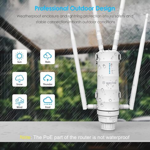 WAVLINK Outdoor AX1800 WiFi 6 Mesh Router, Dual Band 2.4G+5G Outdoor Long Range WiFi Extender with PoE, IP67 Waterproof, 4x8dBi High-gain Antennas WiFi Signal Booster, Capacity for 256 Devices in Kuwait