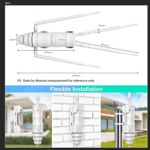 WAVLINK Outdoor AX1800 WiFi 6 Mesh Router, Dual Band 2.4G+5G Outdoor Long Range WiFi Extender with PoE, IP67 Waterproof, 4x8dBi High-gain Antennas WiFi Signal Booster, Capacity for 256 Devices in Kuwait
