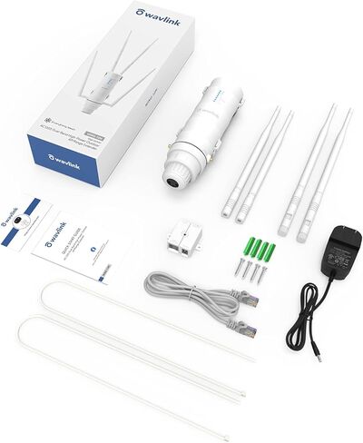 WAVLINK Outdoor AX1800 WiFi 6 Mesh Router, Dual Band 2.4G+5G Outdoor Long Range WiFi Extender with PoE, IP67 Waterproof, 4x8dBi High-gain Antennas WiFi Signal Booster, Capacity for 256 Devices in Kuwait