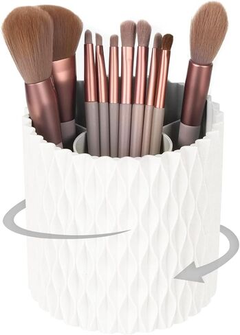 White Pen Holder for Desk 360 Degree Rotating Pencil Holder Large Capacity Makeup Brush Holdar Multifunctional Pen Organizer for Home Office School Organization Storage Box in Saudi Arabia