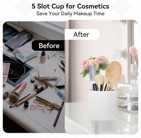 White Pen Holder for Desk 360 Degree Rotating Pencil Holder Large Capacity Makeup Brush Holdar Multifunctional Pen Organizer for Home Office School Organization Storage Box in Saudi Arabia
