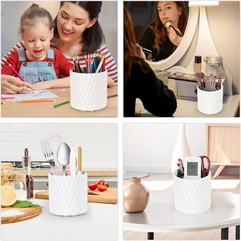 White Pen Holder for Desk 360 Degree Rotating Pencil Holder Large Capacity Makeup Brush Holdar Multifunctional Pen Organizer for Home Office School Organization Storage Box in Saudi Arabia