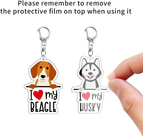 2 - مجموعة من سلاسل المفاتيح الأكريليك I Love My Dog - حيوان الهاسكي والبيغل الأليف - حلقات مفاتيح ذات طابع خاص لمحبي الكلاب/YSK-T09 in Saudi Arabia