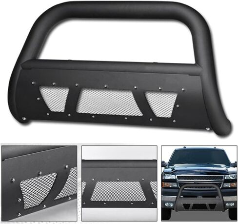 ل97-03 فورد F150 / F250 / 2004 فورد F150 التراث؛ لـ 97-02 Ford Expedition - أسود غير لامع مرصع بشبكة بول بار فرشاة دفع المصد الأمامي لشبكة الشواية مع لوحة انزلاقية in Kuwait