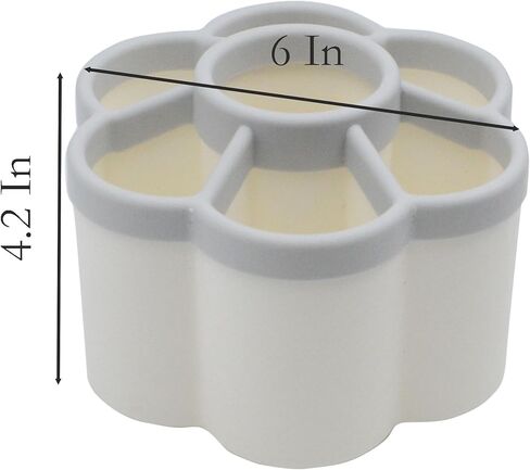 YIKANGHENG Rotating Pen Holder, 6 Inch x 4.2 Inch 7 Grid Rotatable Pencil Desk Top Holder for School, Home and Office (white) in Saudi Arabia