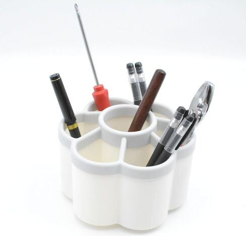 YIKANGHENG Rotating Pen Holder, 6 Inch x 4.2 Inch 7 Grid Rotatable Pencil Desk Top Holder for School, Home and Office (white) in Saudi Arabia