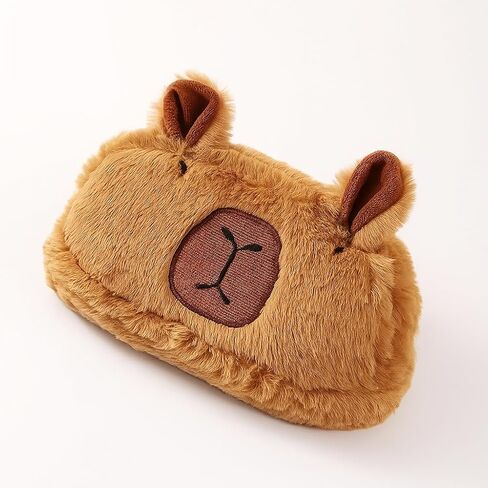 Large Plush Capybara Pencil Case, Funny Adorable Plush Pen Holder, Capybara Soft Stuffed Surface Fluffy Clothes Zipper Pencil Box Cute Desk Accessory Pouch Pen Bag in Saudi Arabia