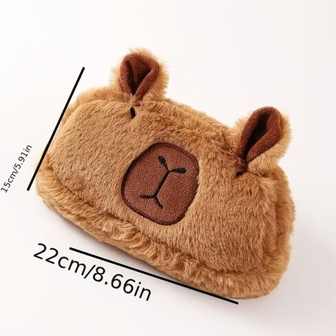 Large Plush Capybara Pencil Case, Funny Adorable Plush Pen Holder, Capybara Soft Stuffed Surface Fluffy Clothes Zipper Pencil Box Cute Desk Accessory Pouch Pen Bag in Saudi Arabia