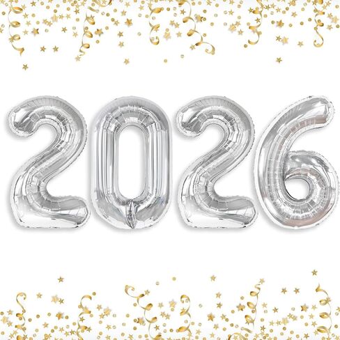 2026 بالونات سوداء 2026 أرقام بالونات - 16 بوصة سنة جديدة سعيدة بالونات فويل 2026 لمستلزمات حفلات رأس السنة الجديدة وديكورات أعياد الميلاد والذكرى السنوية للتخرج in Kuwait