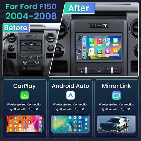 Android 12 Car Radio Stereo for Ford F150 2004-2008: Upgrade 5GWIFI 1280 * 800 7" Touchscreen Replacement for F250 F350 2006-2014 with Carplay/Android Auto Bluetooth 5.0 Backup Camera GPS in Kuwait