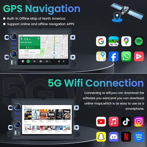 Android 12 Car Radio Stereo for Ford F150 2004-2008: Upgrade 5GWIFI 1280 * 800 7" Touchscreen Replacement for F250 F350 2006-2014 with Carplay/Android Auto Bluetooth 5.0 Backup Camera GPS in Kuwait