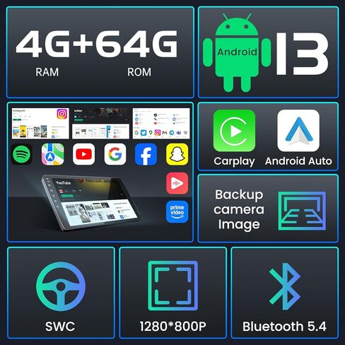 Android 12 Car Radio Stereo for Ford F150 2004-2008: Upgrade 5GWIFI 1280 * 800 7" Touchscreen Replacement for F250 F350 2006-2014 with Carplay/Android Auto Bluetooth 5.0 Backup Camera GPS in Kuwait