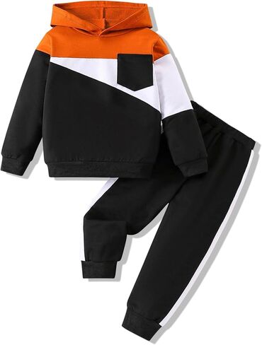 2-6T Toddler Baby Boy Clothes Color Blocking Hoodies + Pants Fall Winter Outfits in Kuwait