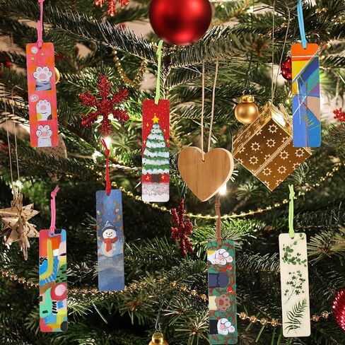 Rcpuirl 50 PCS Extra Large Thick Wood Bookmark Kit with Tassels & Gift Ribbons – Unfinished Wooden Bookmarks to Paint, Smooth Natural Wood Bookmark Blanks for Adults, Kids & DIY Crafts in Saudi Arabia