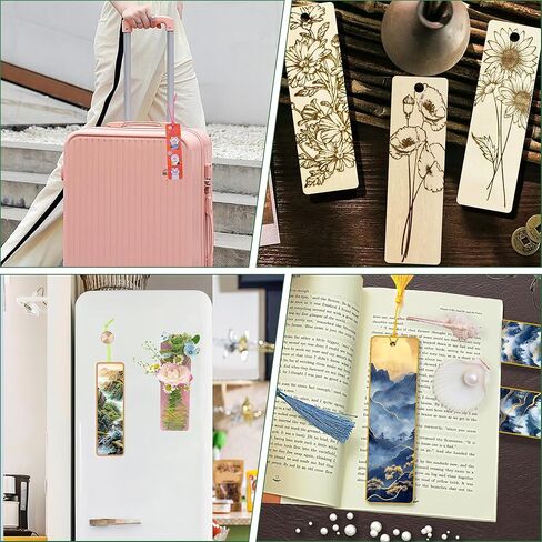 Rcpuirl 50 PCS Extra Large Thick Wood Bookmark Kit with Tassels & Gift Ribbons – Unfinished Wooden Bookmarks to Paint, Smooth Natural Wood Bookmark Blanks for Adults, Kids & DIY Crafts in Saudi Arabia