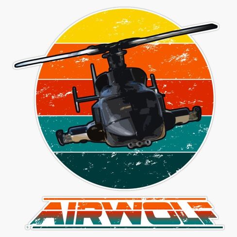 Airwolf Sunset 1980s Retro Classic Window Bumper Sticker Decal 5" in Saudi Arabia