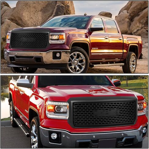 Auto Dynasty متوافق مع شبكة المصد الأمامي العلوي لسيارة GMC Sierra 1500 من الكروم اللامع على شكل شبكة مربعة in Saudi Arabia