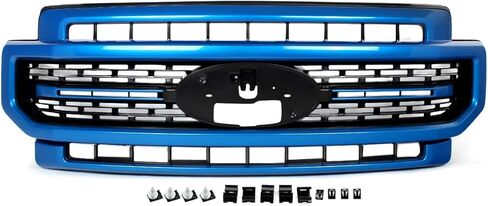 شبكة أمامية سوداء لامعة متوافقة مع 2020-2022 Ford F250 F350 Super Duty Lariat Style Truck الجزء العلوي من مجموعة شواء المصد العلوي لاستبدال LC3Z8200CA، LC3Z8200HA in Kuwait