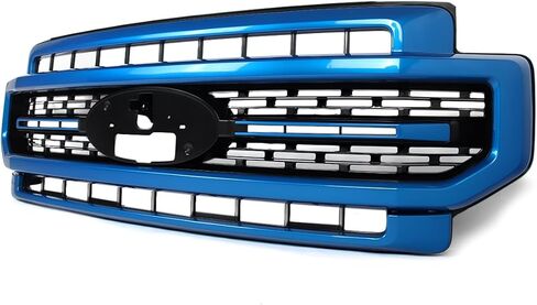 شبكة أمامية سوداء لامعة متوافقة مع 2020-2022 Ford F250 F350 Super Duty Lariat Style Truck الجزء العلوي من مجموعة شواء المصد العلوي لاستبدال LC3Z8200CA، LC3Z8200HA in Kuwait