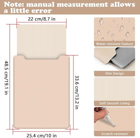 12-13.3" Laptop Sleeve, Thin PU Leather Portable Laptop Bag Compatible with MacBook Air 13 2018-2022 (M2 A2681 M1 A2337), Compatible with MacBook Pro 13 2016-2022 (M2 A2686 M1 A2338 A2251 A2289 A2159) in Saudi Arabia