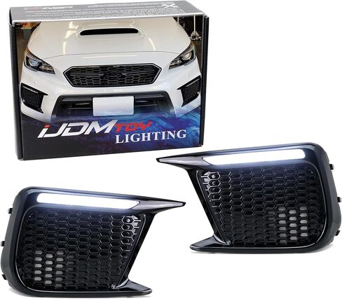 iJDMTOY White/Amber Dynamic Sequential Flash Switchback LED Daytime Running Lights Non-Fog Version Bezels Compatible with 2018-2021 Subaru WRX/WRX STI in Saudi Arabia