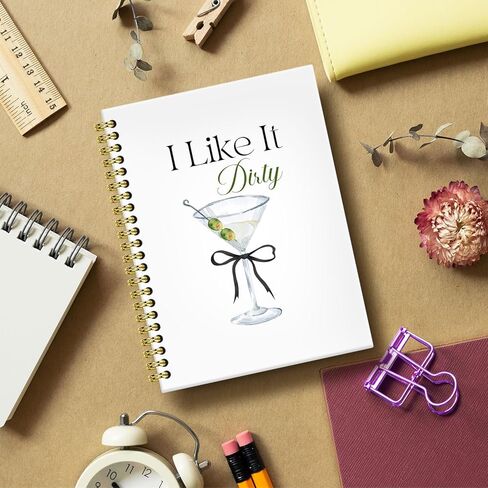 BRRNYOI Dirty Martini Gifts Notebook Journal 5.5x8.3, Martini Gift Journal, Bartender Gifts for Women Notebook, Coquette Dark Bow I Like It Dirty Hardcover Spiral Notebooks for Note Taking in Saudi Arabia