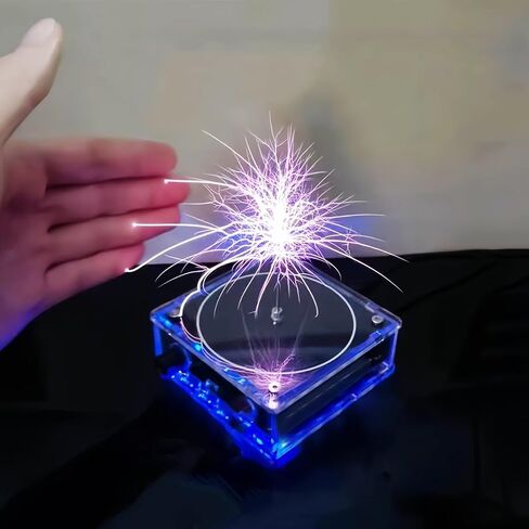 Bluetooth Music Tesla Coil 4.17" Solid State Tesla Coil Kit Touchable Artificial Lightning Electric Power Wireless Transmission Model Arc Plasma Loudspeaker Science Experiment Model, Black in Saudi Arabia