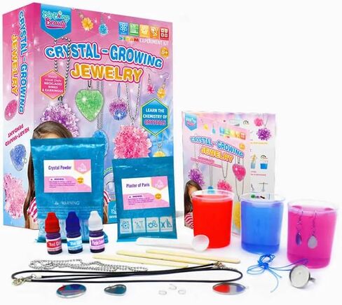 Crystal Growing Jewelry Kit, Create 6 Jewelry Pieces for Kids - DIY Sparkling Pendants, Necklaces & Earrings Educational Science Kit for Hands-On Learning & Creativity in Saudi Arabia