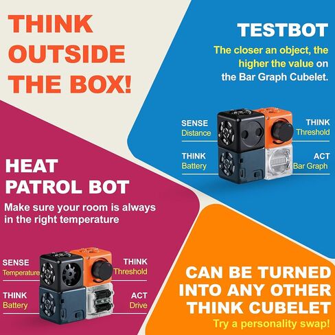 كتل الروبوتات المعيارية Cubelets - مكعب روبوت عتبة Cubelets لمجموعة الروبوتات المنزلية STEM - للأعمار من 4 سنوات فما فوق in Saudi Arabia