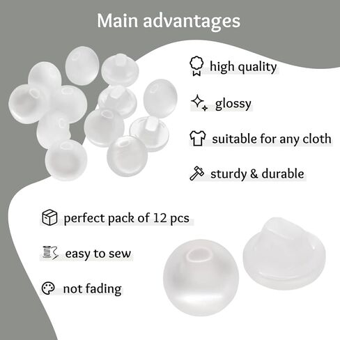 12 Pcs White Pearl Buttons for Sewing 0.4 inch Buttons for Dress with Shank 16L Mother of Rearl Round Plastic Sew on Heavy Duty Bulk Ideal for Shirt Skirt Pants Uniform Craft DIY Project Decor in Saudi Arabia