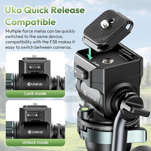 ULANZI TT09 Video-Go Travel Tripod, 5 Sections Carbon Fiber Compact and Lightweight for Cameras, Quick Mount and Release & All-Around Panoramic, with Storage Bag, Weight 3.31lbs,Folded Height 17.72'' in Saudi Arabia