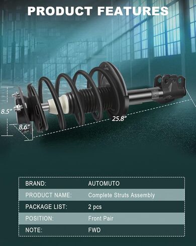 دعامة زنبركية خلفية 2x من AUTOMUTO دعامة وصدمات FWD لـ 2002-2006 لتويوتا كامري، 2004-2006 لكزس Es330، 2004-2006 لتويوتا سولارا in Saudi Arabia