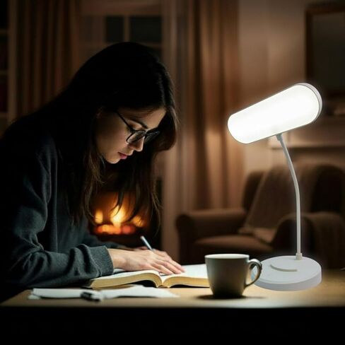 Desk Lamp, Eye-Caring LED for Students, Touch Dimmable, 3 Color Modes, USB-C Rechargeable, Flexible Gooseneck with Phone Holder, Study & Reading Lamp for Dorm/Office/Home in Saudi Arabia