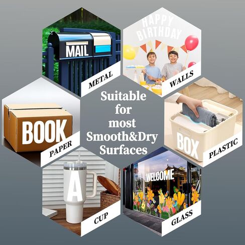 6 Inch Large Letters Stickers, 76 Pieces Self Adhesive Alphabet Sticker for Mailbox, Door, Truck and Outdoor, Waterproof Sticky Vinyl Letter Symbol Stickers,14 Sheet Black in Saudi Arabia