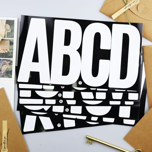 6 Inch Large Letters Stickers, 76 Pieces Self Adhesive Alphabet Sticker for Mailbox, Door, Truck and Outdoor, Waterproof Sticky Vinyl Letter Symbol Stickers,14 Sheet Black in Saudi Arabia