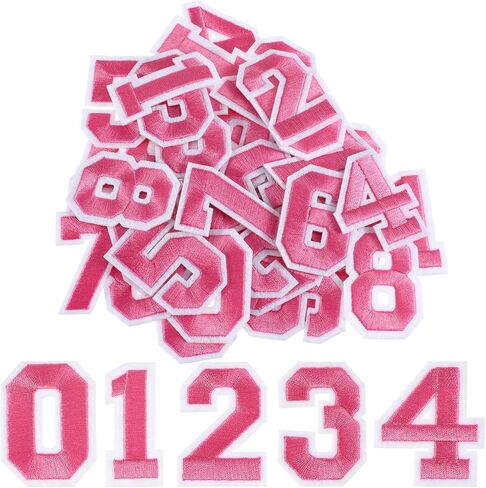 40 Pcs Iron on Numbers Patches, Embroidered Number 0-9 Applique for Clothing, DIY Sew on Numbers Patches for Shirts, Baseball, Football, Hats, Bags, Jeans, Team Jerseys(White) in Saudi Arabia