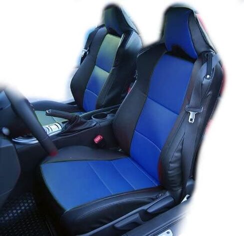 Iggee for Scion FRS Toyota 86 2013-2020 جلد صناعي مخصص تمامًا 2 أغطية مقاعد أمامية (أسود) in Kuwait