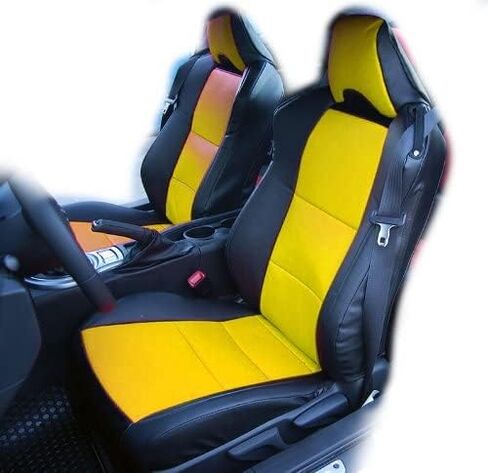 Iggee for Scion FRS Toyota 86 2013-2020 جلد صناعي مخصص تمامًا 2 أغطية مقاعد أمامية (أسود) in Kuwait