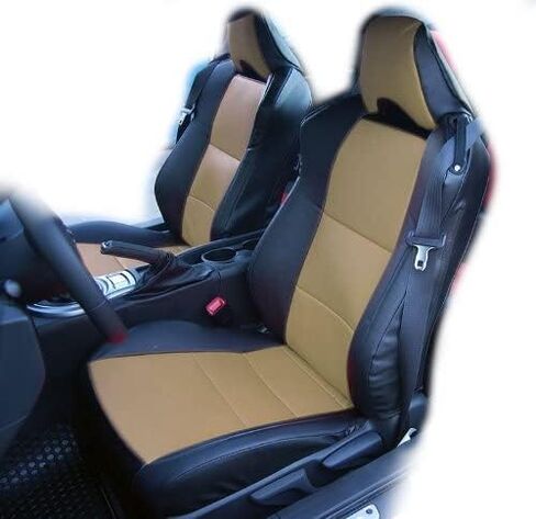 Iggee for Scion FRS Toyota 86 2013-2020 جلد صناعي مخصص تمامًا 2 أغطية مقاعد أمامية (أسود) in Kuwait
