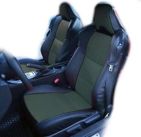 Iggee for Scion FRS Toyota 86 2013-2020 جلد صناعي مخصص تمامًا 2 أغطية مقاعد أمامية (أسود) in Kuwait