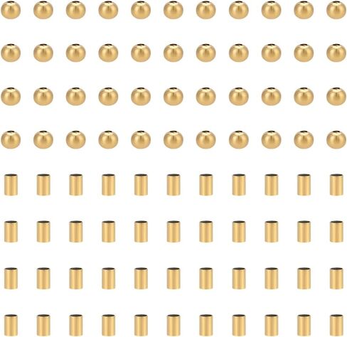 UNICRAFTALE 2 Styles About 300Pcs Round Spacer Beads and 300Pcs Tube Beads 2mm 3mm 304 Stainless Steel Loose Beads Morse Code Bracelet Making Kit Smooth Bracelet Beads for Necklace DIY Jewelry Making in Saudi Arabia