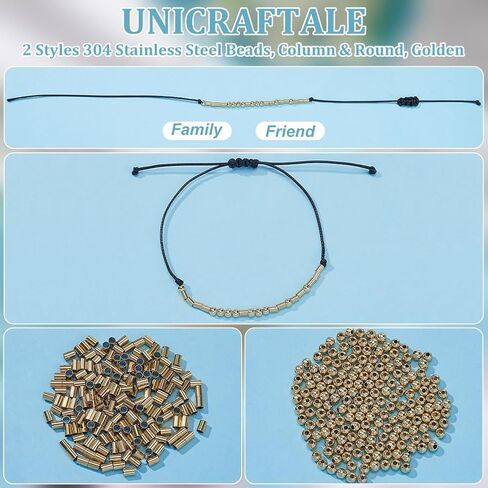 UNICRAFTALE 2 Styles About 300Pcs Round Spacer Beads and 300Pcs Tube Beads 2mm 3mm 304 Stainless Steel Loose Beads Morse Code Bracelet Making Kit Smooth Bracelet Beads for Necklace DIY Jewelry Making in Saudi Arabia