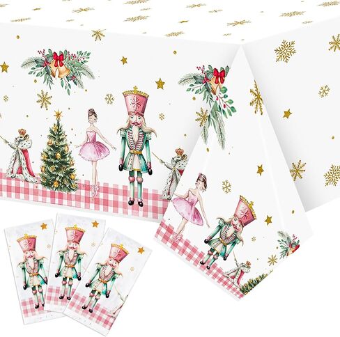 3 عبوات من مفارش المائدة البلاستيكية لتزيين المائدة مستطيلة مقاومة للماء، تصميم لطيف لأداة الطاولة مع قبعة صلبة، صواميل، براغي، سلالم، أنماط بأسمائها الحقيقية للأطفال الأولاد مستلزمات حفلات أعياد الميلاد in Kuwait