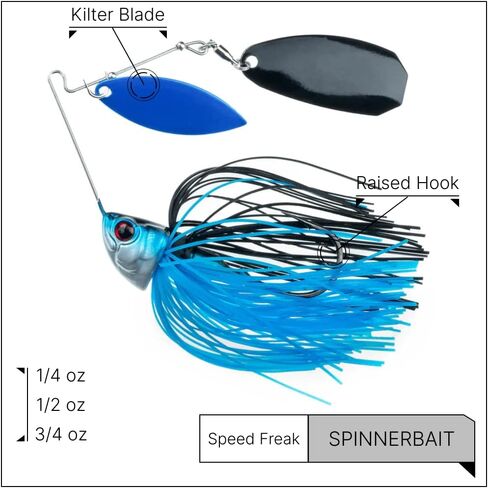 Speed Freak Full Frame Largemouth Spinnerbait with Kilter Blade | 1/4 oz., Chartreuse Black, 2-Pack (PN: 53105-2PK) in Saudi Arabia