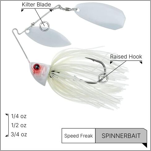 Speed Freak Full Frame Largemouth Spinnerbait with Kilter Blade | 1/4 oz., Chartreuse Black, 2-Pack (PN: 53105-2PK) in Saudi Arabia