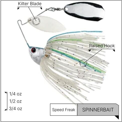 طُعم دوار ذو إطار كامل من سبيد فريك مع شفرة كيلتر | 1/4 أونصة، أسود شارتروز، عبوتان (PN: 53105-2PK) in Kuwait