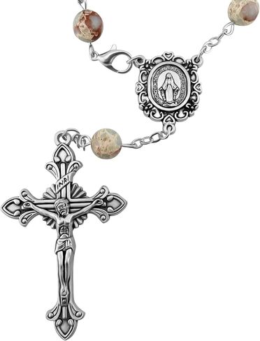 Catholic One Decade Car Rosary for Rear-View Mirror Agalmatolite Stone Beads Virgin Mary Medal Centerpiece Religious Gift Car Truck Travel Protection Auto Rosary with Gift Bag in Saudi Arabia
