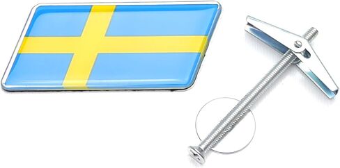 iJDMTOY Sweden Flag Emblem Badge w/Grille/Mesh Mount Toggle Bolt Anchor Compatible with Swedish Scandinavian Cars Volvo Saab Scania, etc in Saudi Arabia