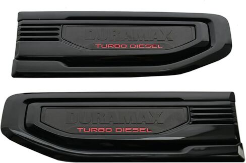قطعتان من شارة محرك الديزل التوربيني بشعار فتحة جانبية متوافقة مع 2020-2025 Sierra 1500 Dura-max Turbo Diesel Badge Kit 86532091 جديد (أسود وأحمر) in Kuwait