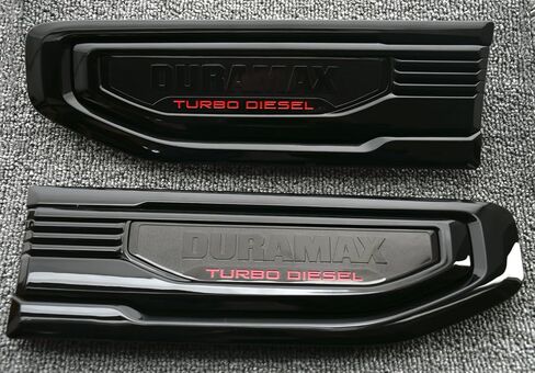 قطعتان من شارة محرك الديزل التوربيني بشعار فتحة جانبية متوافقة مع 2020-2025 Sierra 1500 Dura-max Turbo Diesel Badge Kit 86532091 جديد (أسود وأحمر) in Kuwait